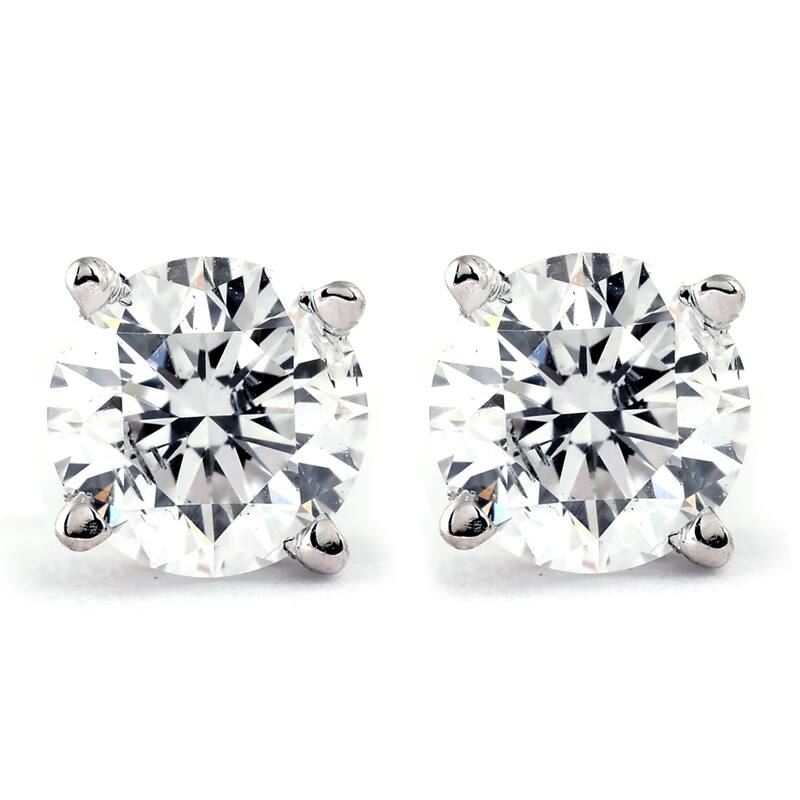 Certified 1.00Ct Natural Round Screw Back Diamond Studs Gold
