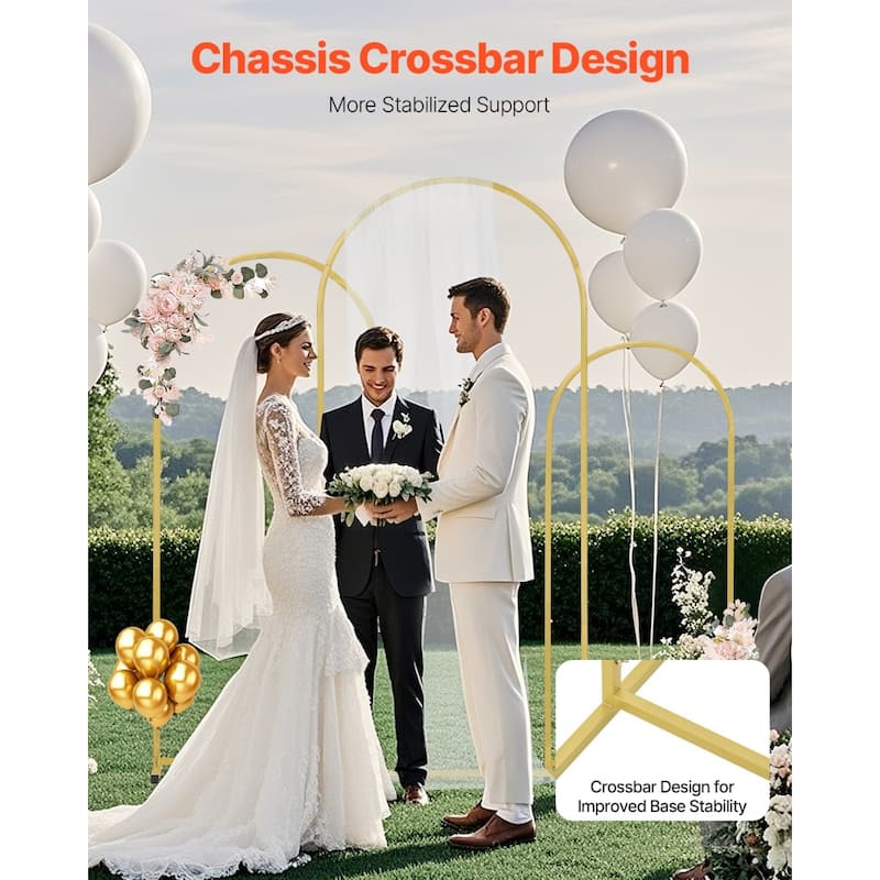 Set of 3 Metal Backdrop Stand Arch with Case Connection Ideal Decoration for Wedding Party or Any Special Celebrations