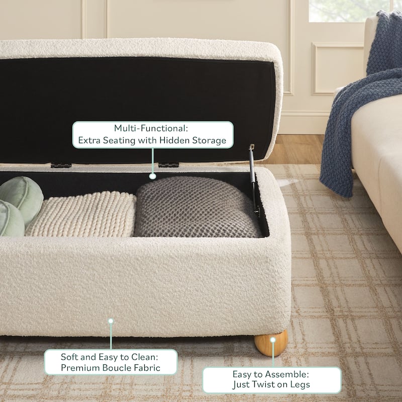 Walker Edison Contemporary Boucle Large Storage Ottoman
