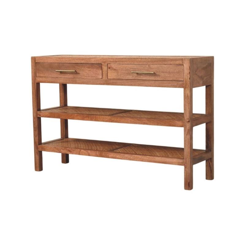 Artisan Furniture Solid Wood Woven Tier Console, Brown, 2-Drawers