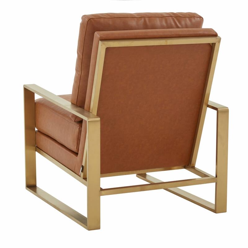 LeisureMod Jefferson 3-Piece Leather Armchairs and Geometric Coffee Table Set - 36"