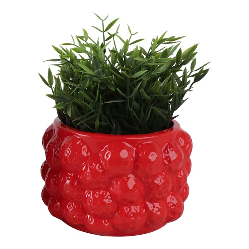 Textured Stoneware Ceramic Planter with Sculpted Bulbous Design