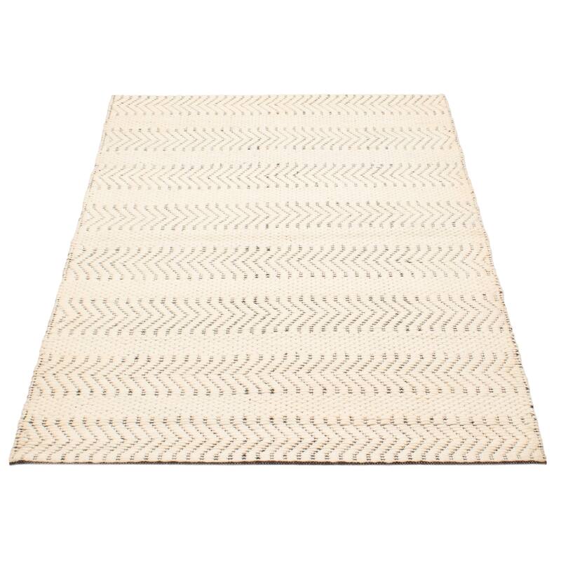ECARPETGALLERY Braid weave Sienna Cream Wool Rug - 5'1 x 7'6