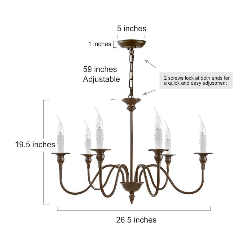 The Gray Barn Modern Farmhouse 6-Light Metal Candle Chandelier for Dining Room - W26.5"x H19.5"