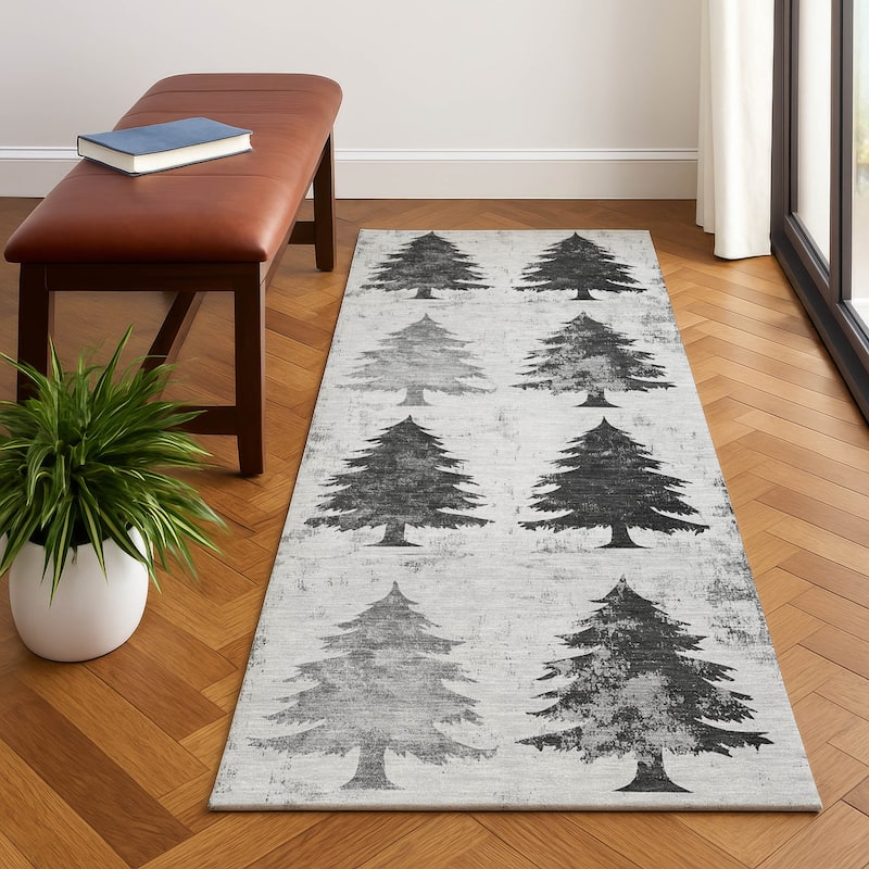 Premium Washable Super Soft Pine Tree Mayfield Rug - Gray - 2'3" x 7'6"