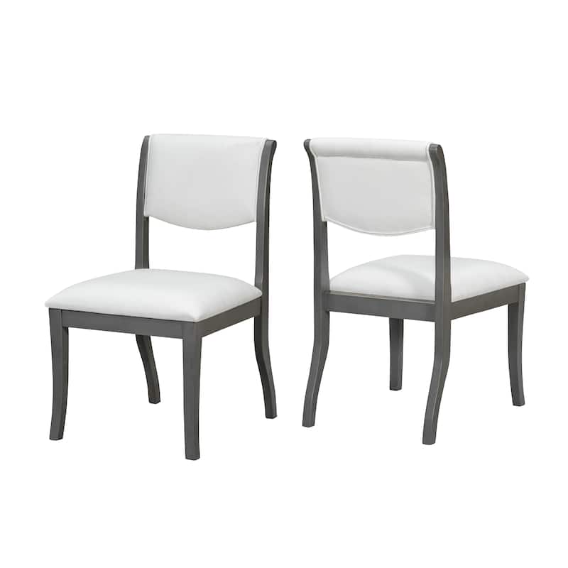 Upholstered Dining Chairs Set Of 2-Traditional Elegant Fabric Side Chairs With Curved Lines,Solid Hardwood Frame
