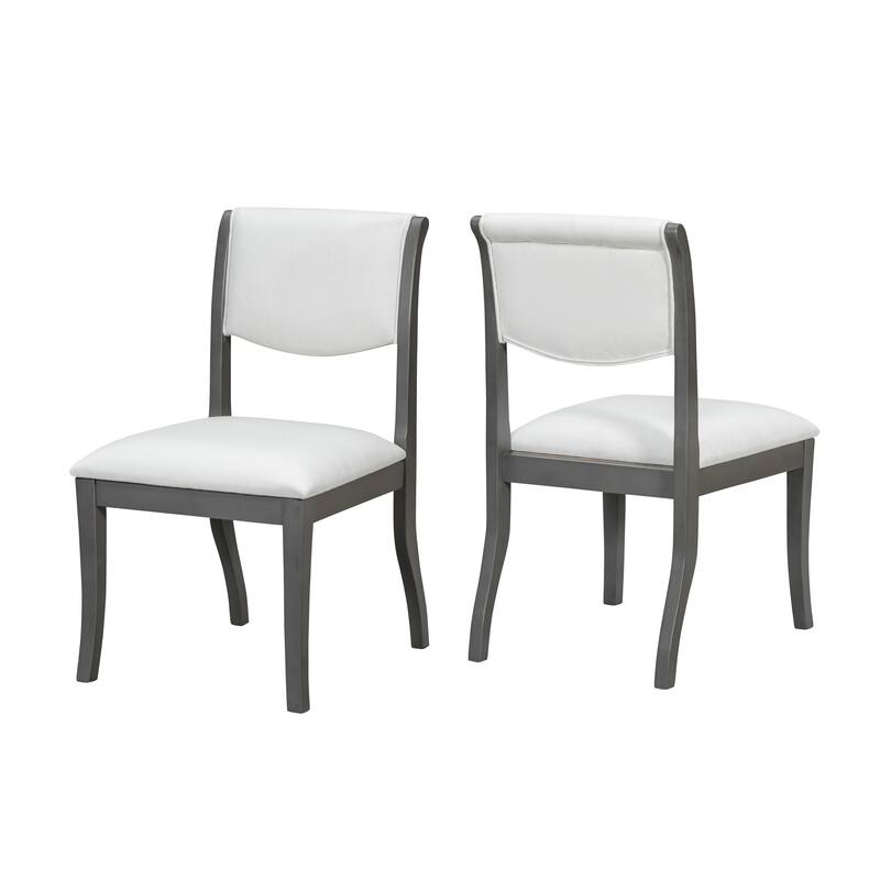 Upholstered Side Chair Dining Chairs (Set of 2) - Grey+White