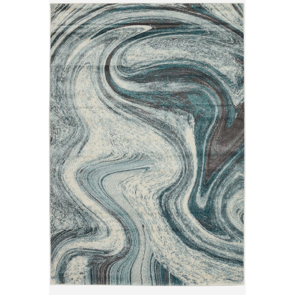 Domani Globe Teal Marble Area Rug