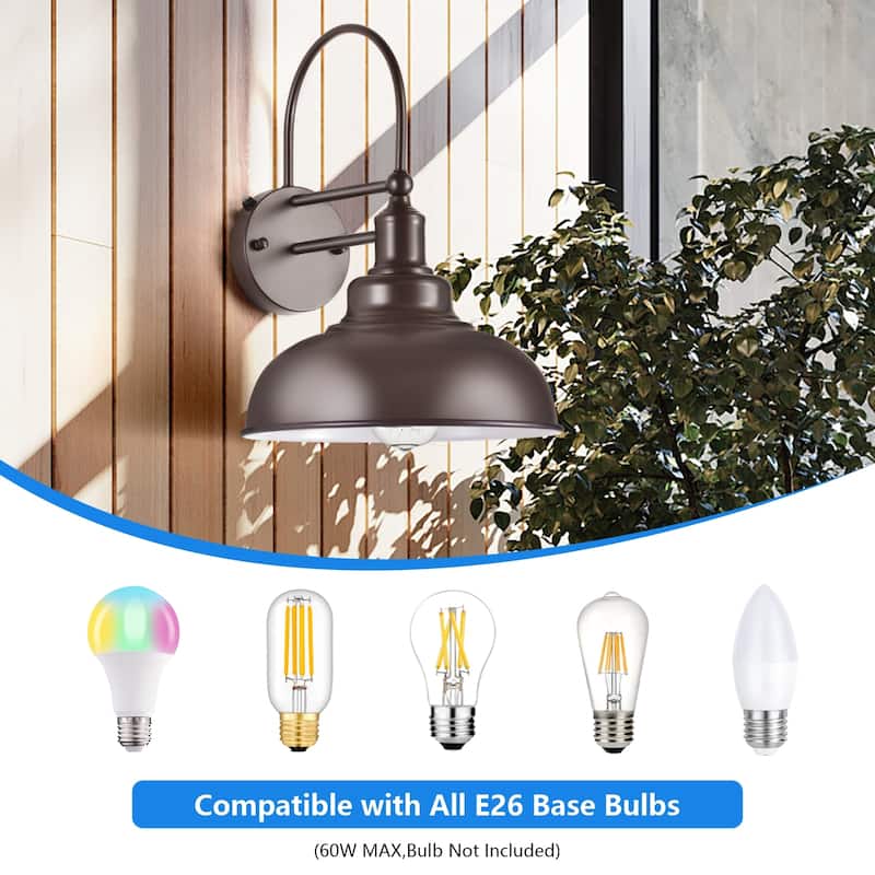 Farmhouse Gooseneck Dusk to Dawn Outdoor Wall Lights A set of two, Waterproof for House Porch Garage
