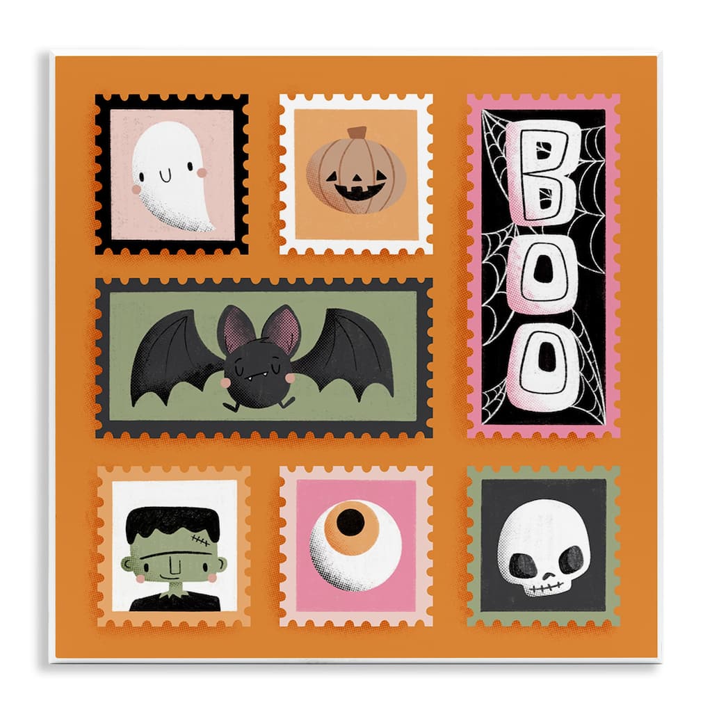 Stupell Spooky Cute Halloween Stamps Wall Plaque Art Design By Sarah Hickman