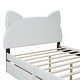 preview thumbnail 10 of 10, Full Upholstered Platform Bed with 2 Drawers, Cute Wood Bed Frame Cartoon Ears Shaped Headboard, No Box Spring Required White