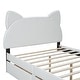 preview thumbnail 24 of 44, Twin/Full Size Upholstered Platform Bed with Cartoon Ears Shaped Headboard and 2 Drawers