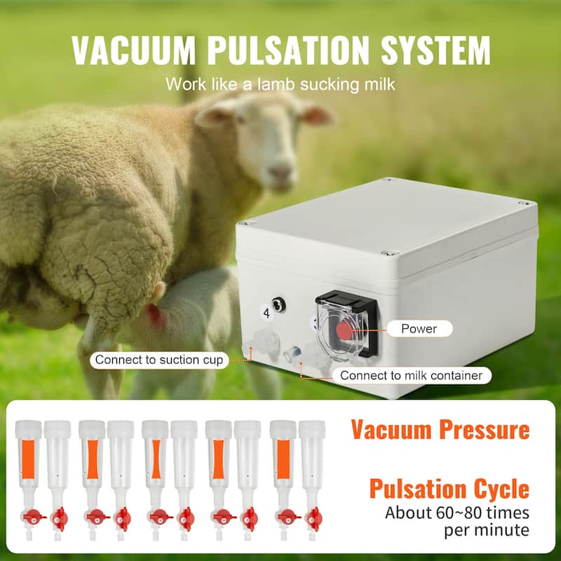 UIMOSO Goat Milking Machine, 3 L 304 Stainless Steel Bucket, Electric Automatic Pulsation Vacuum Milker, Portable Milker - 3 L