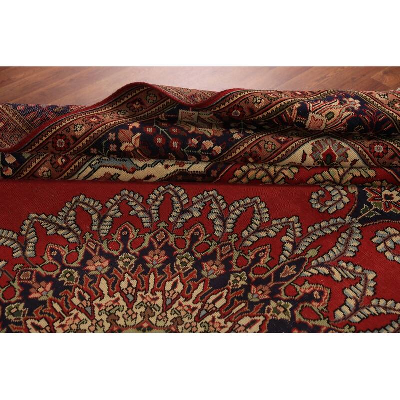 Red Medallion Tabriz Persian Vintage Area Rug Handmade Wool Carpet - 9'10" x 13'4"