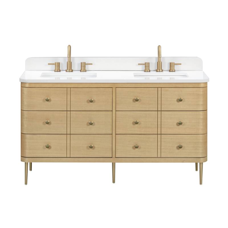 Serena Bathroom Vanity in Light Oak with White Engineered Stone Top