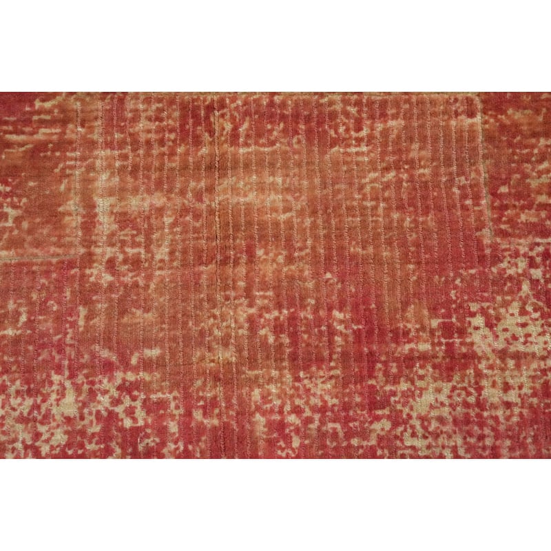 Hand Knotted Oriental Viscose Silk Carpet Modern Abstract Oranges & Rust Abstract Area Rug - 6' 2'' X 4' 1''