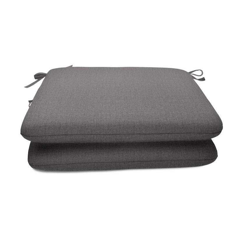 Sunbrella Solid Fabric 2-Piece Indoor/Outdoor Seat Pad Cushion, 18"W x 18"L - Cast Slate - 18"W x 18"L