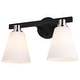 preview thumbnail 8 of 13, Vermont Matte Black and Satin Nickel Bathroom Vanity Lighting Fixture, Etched White Glass Shade, Dimmable, LED Compatible Wall