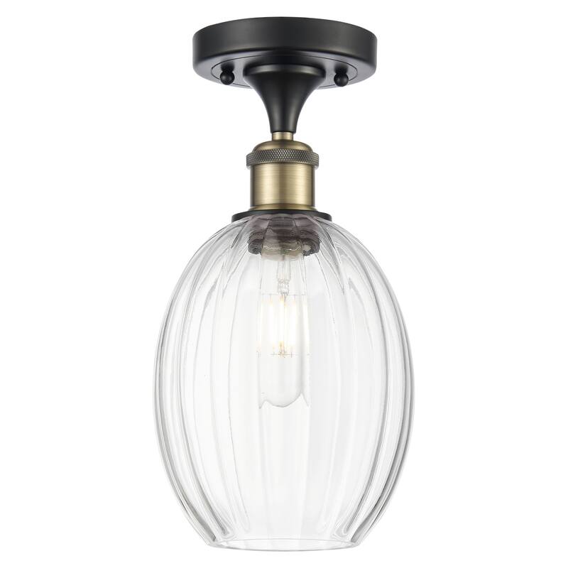 Innovations Lighting Endless Possibilities Ballston - Preston - 1 Light 6" Bulb Shade Semi-Flush Mount - Clear/Black Antique Brass