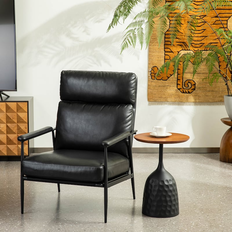 Glitzhome Set of 2 33.75"W Leatherette Armchairs With High Back and Padded Arms - 33.75" W x 39.5" H x 28" D