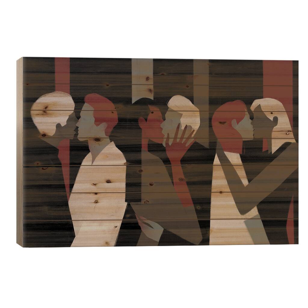 Kisses Print On Wood by Valeriya Simantovskaya - Multi-Color