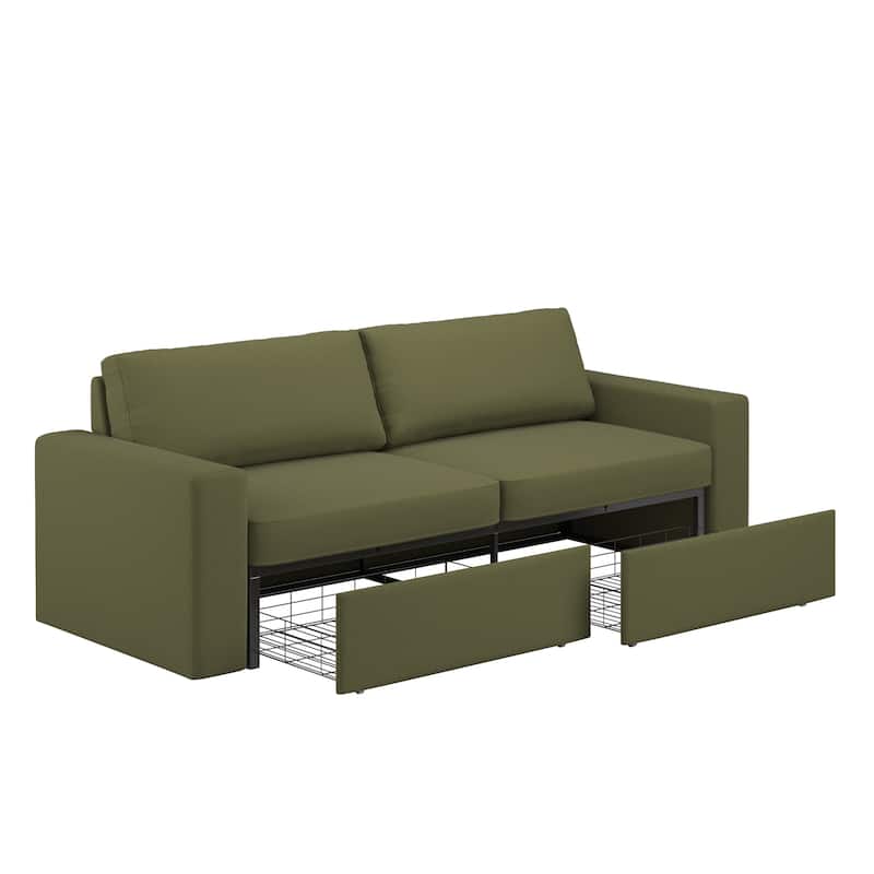 Soma Upholstered Sofa with 2 Hidden Metal Wire Storage Drawers by iNSPIRE Q Modern
