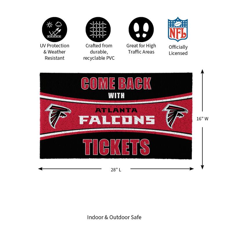 Atlanta Falcons 28 in. x 16 in. PVC "Come Back With Tickets" Trapper Door Mat