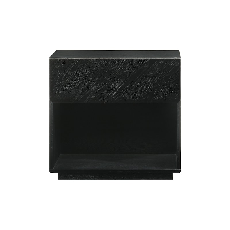 Petra Black Wood 1 Drawer Nightstand End Table