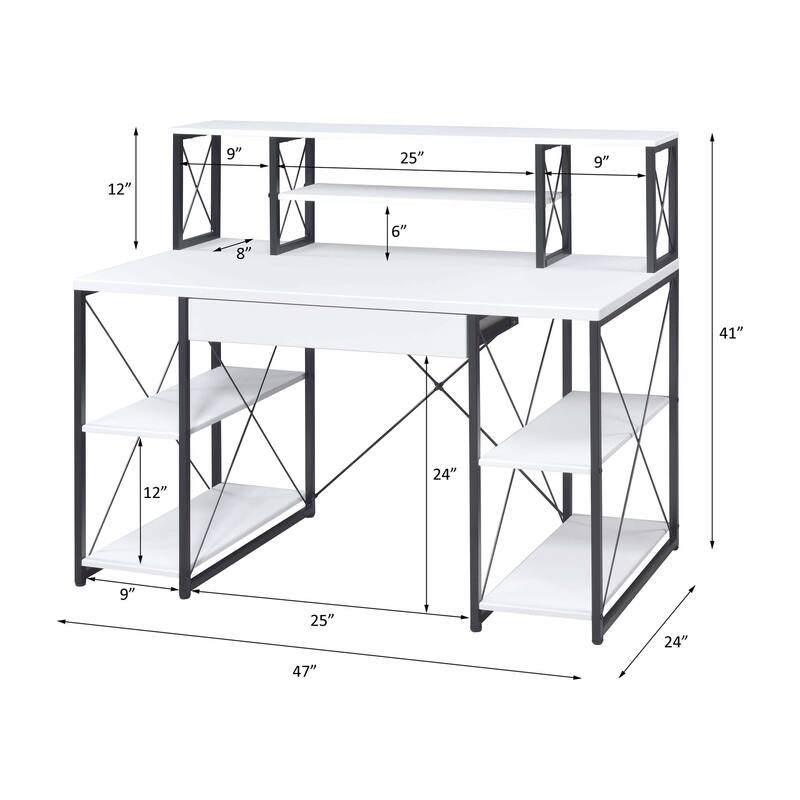 Versatile Modern Writing Desk with Sturdy Construction and Ample Storage - White