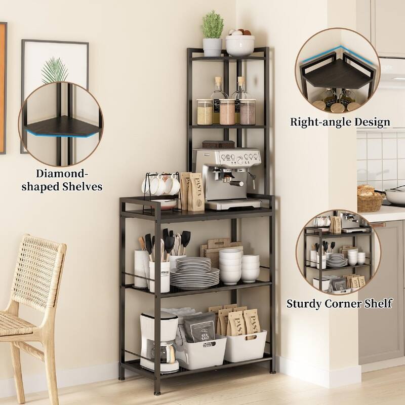5 Tier Corner Shelf Stand - 24"D x 12"W x 55.7"H