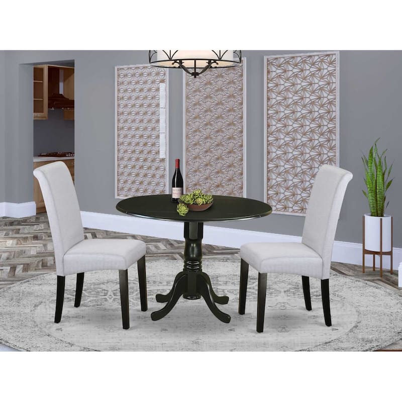 Kitchen Table Set 3 Piece Round Dining Table & Chairs Nordic Modern Design 42 Inch