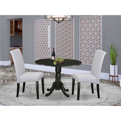 Kitchen Table Set 3 Piece Round Dining Table & Chairs Nordic Modern Design 42 Inch
