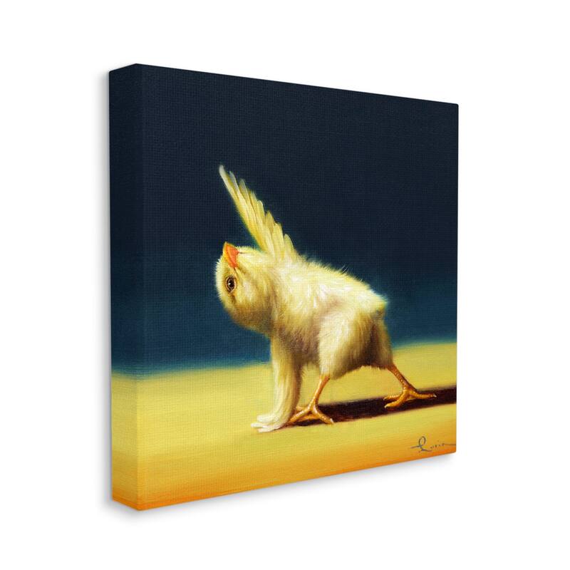 Stupell Detailed Stretching Yoga Chick Bird Painting Canvas Wall Art - Yellow