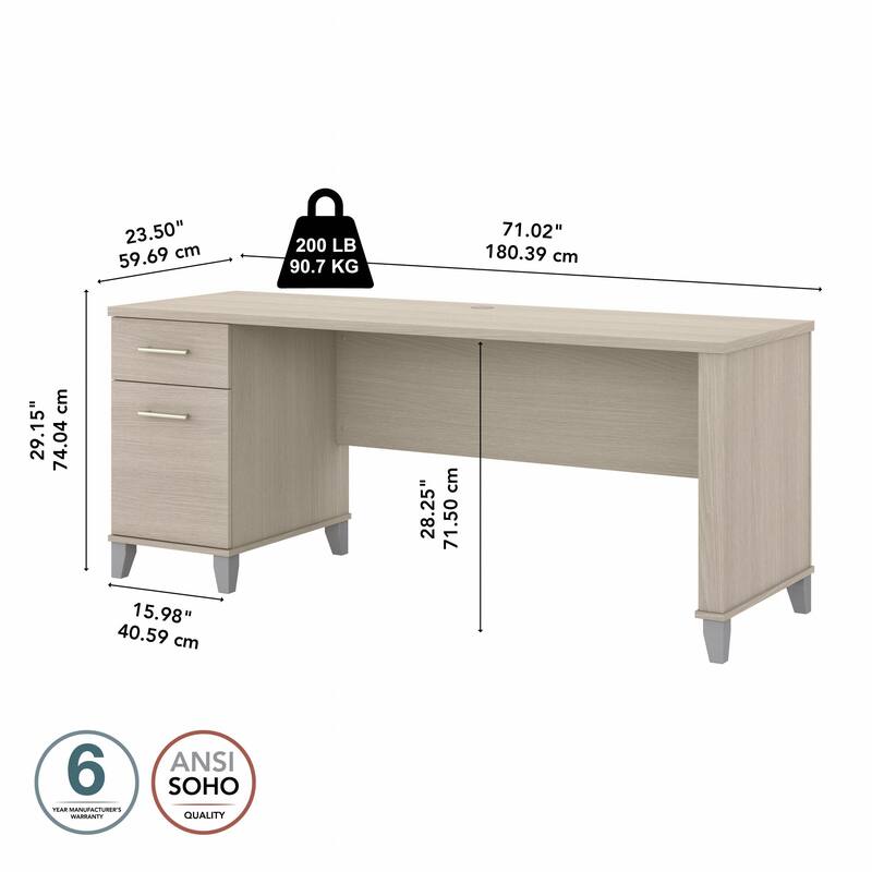 Bush Furniture Somerset 72W Office Desk with Storage Drawers