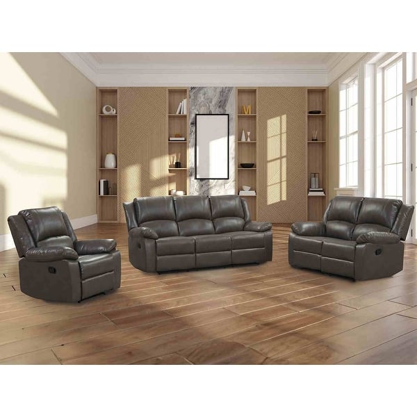 Gray Finish Living Room Manual Recliner Sofa Loveseat Chair Set - Bed ...