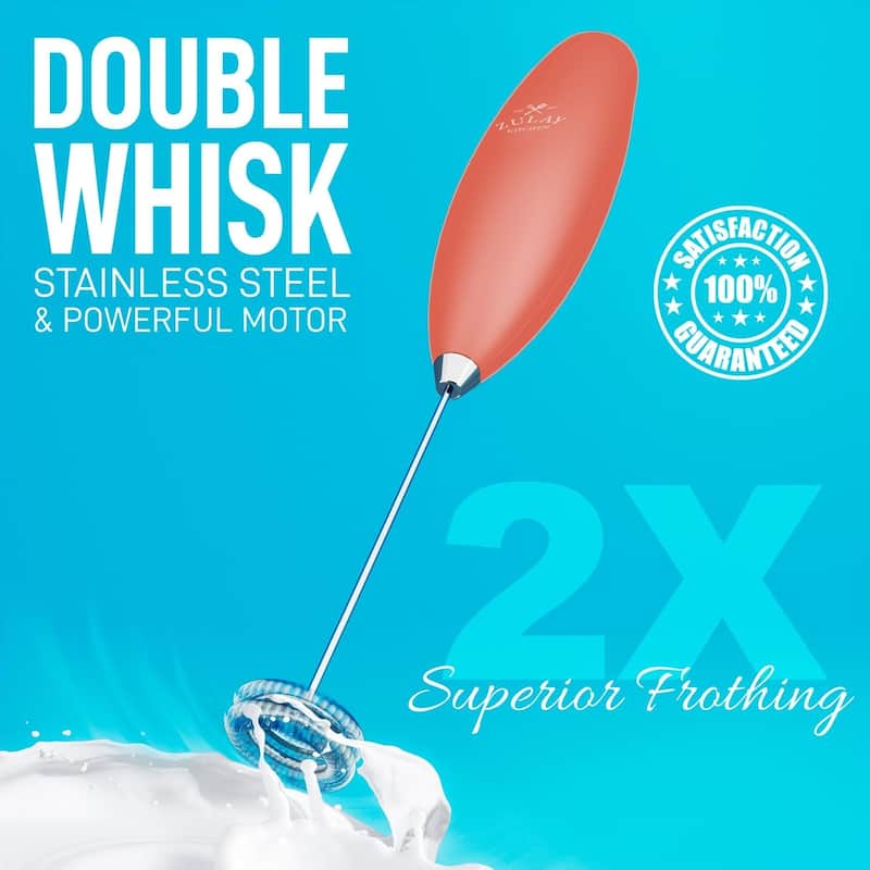 Zulay Kitchen Double Whisk Milk Frother Handheld Mixer