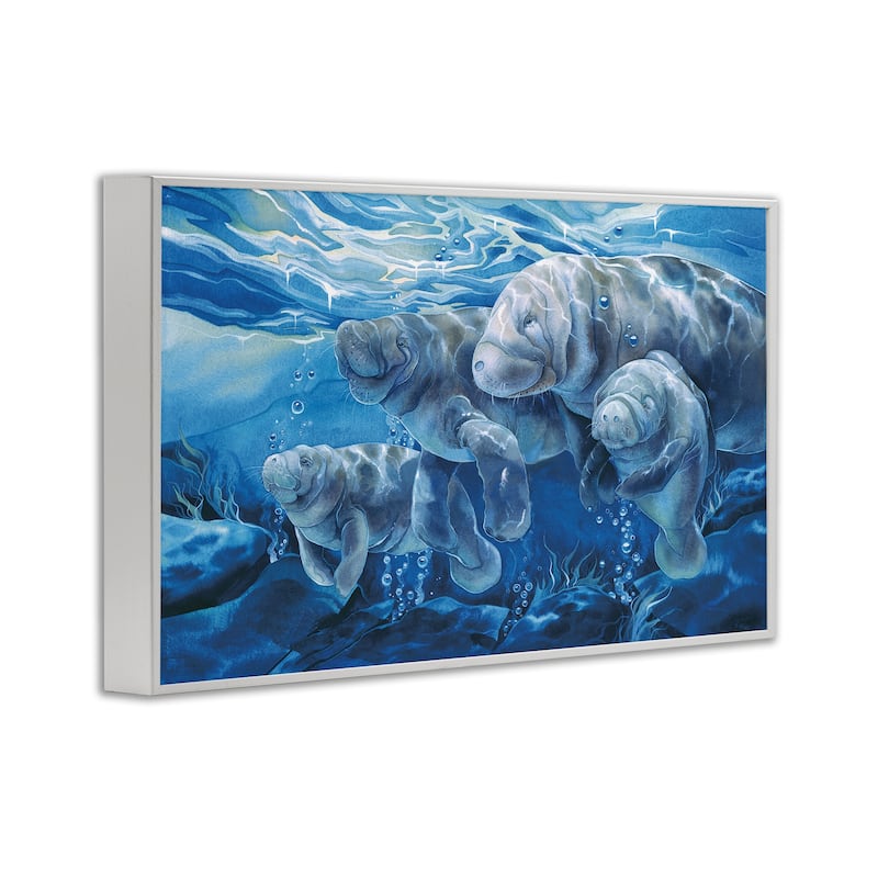 Stupell Underwater Manatee Family Framed Giclee Art Design By Jody Bergsma
