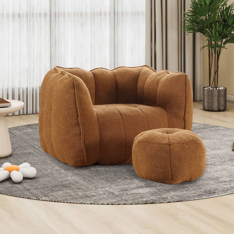Lazy Bean Bag Couch Chairs for Adults with Ottoman