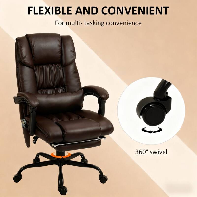 Massage Office Chair with 6 Vibrating Points, High Back Reclining Office Chair with Footrest and Remote, For Home and Office