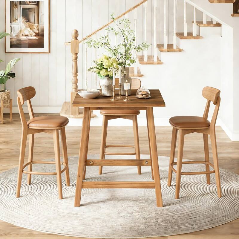 Solid Wood Bar Table, 31. 5 Inch Small Square Pub Bistro Table