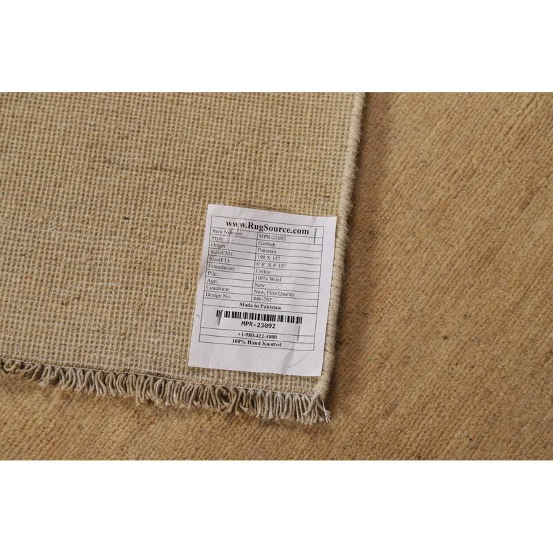 Muted Gabbeh Modern Rug Hand-Knotted Wool Carpet - 4'10"x 6'6"