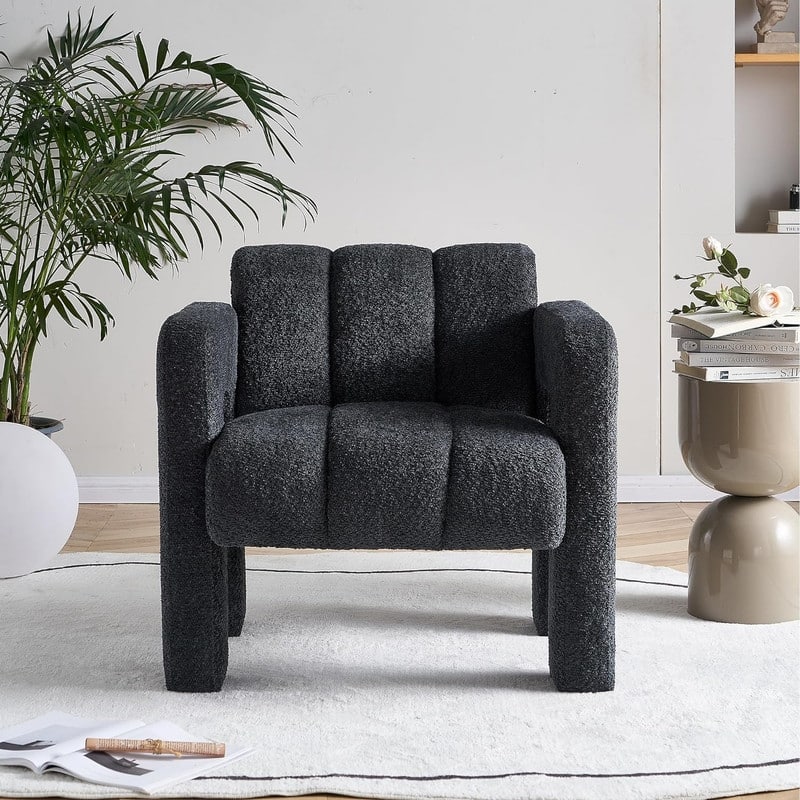 31.10" Wide Boucle Upholstered Accent Chair, Modern Comfy Single Lounge Armchair for Living Room, Bedroom, Apartment