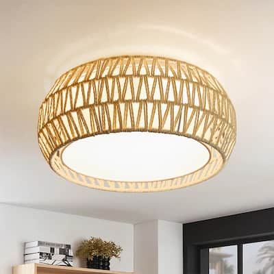 MLiAN 15.7" 3-Light Indoor Rope Flush Mount Ceiling Light