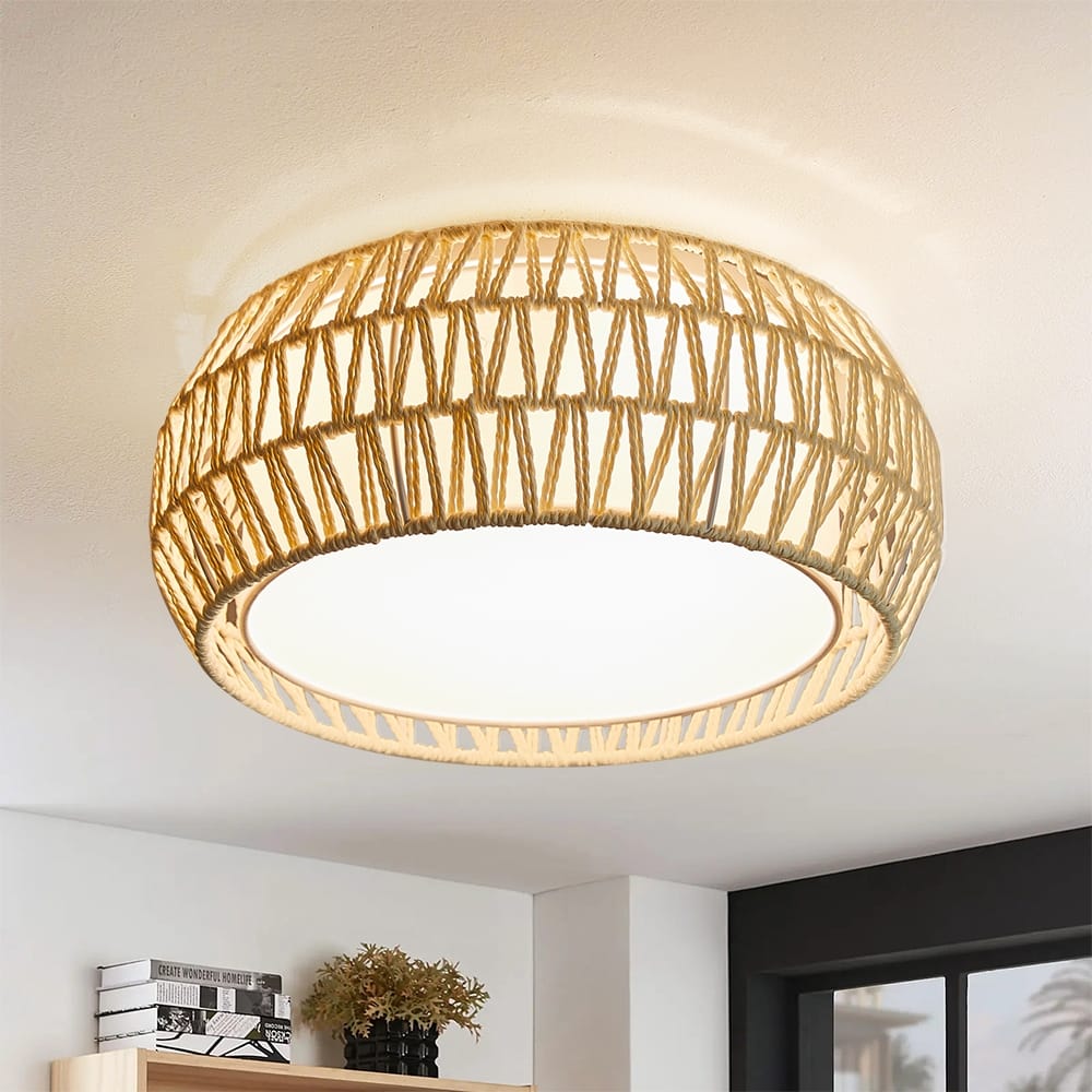 MLiAN 15.7" 3-Light Indoor Rope Flush Mount Ceiling Light