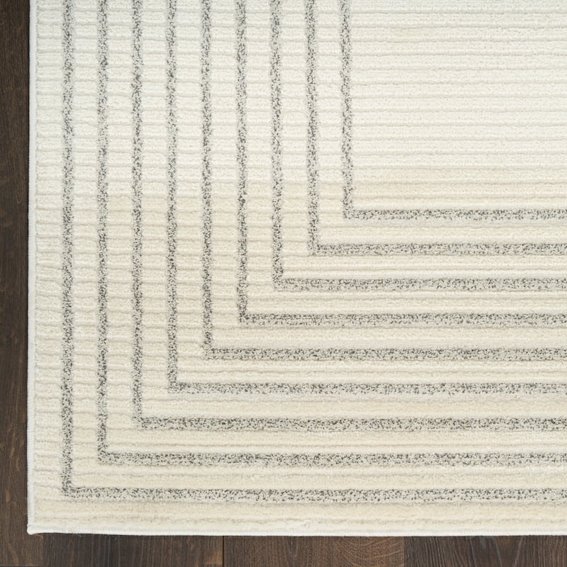 Nourison Ivory Hues Indoor only Cream / Ivory Geometric Area Rug