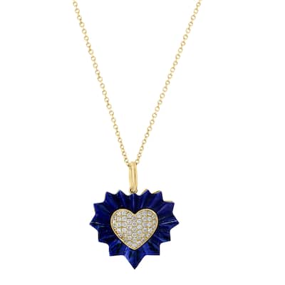 EFFY 14K Gold Diamond Lapis Lazuli Heart Pendant Necklace