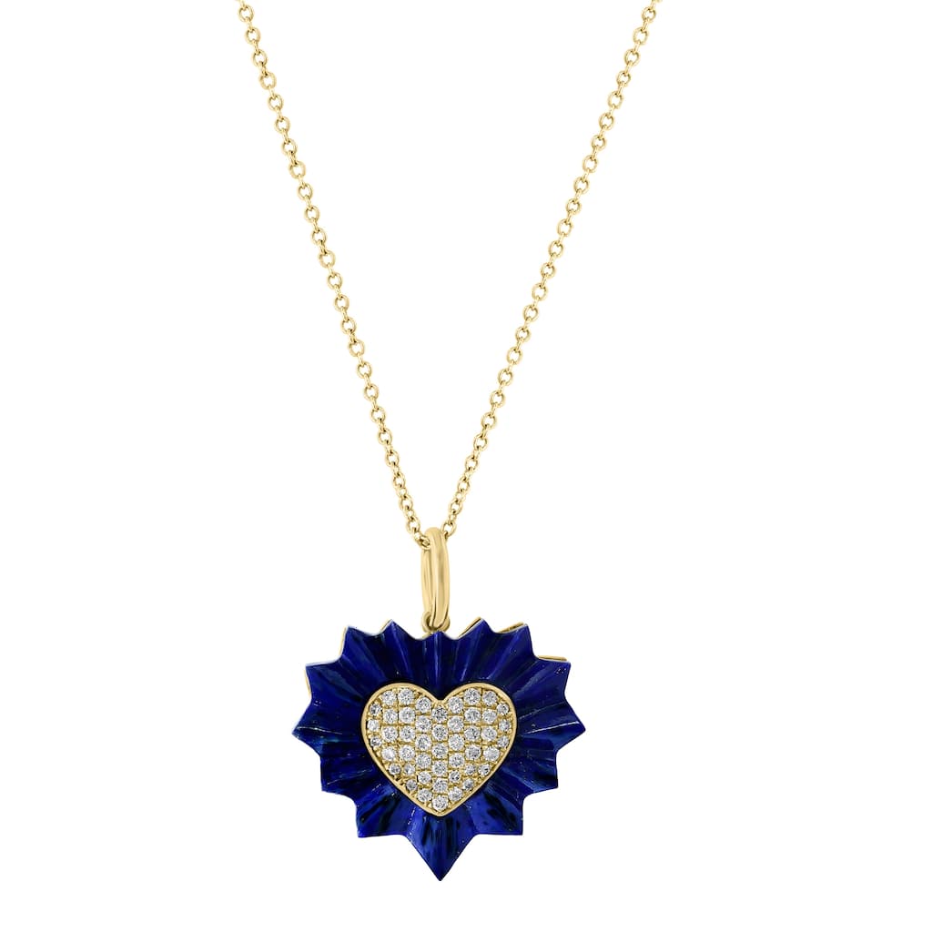 EFFY 14K Gold Diamond Lapis Lazuli Heart Pendant Necklace