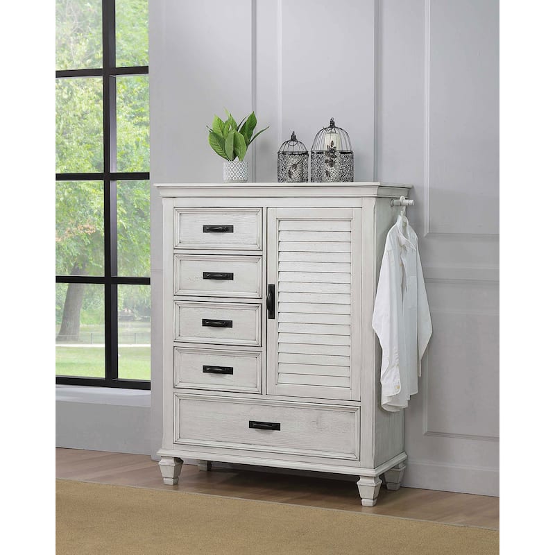 Franco Farmhouse Wood 5-drawer Door Chest - Distressed White