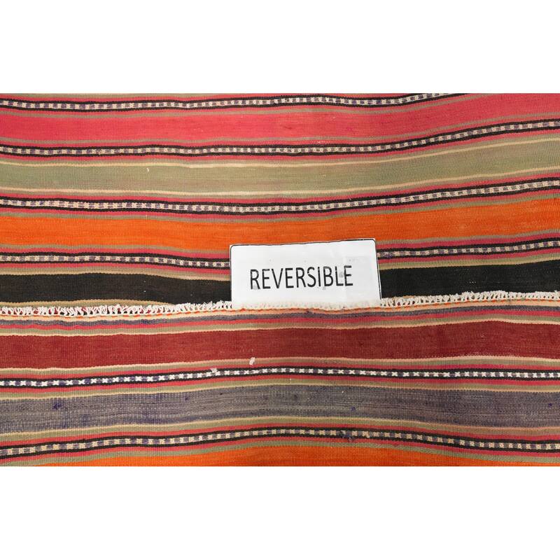 Hand Woven Oriental 100% Wool Carpet Southwestern Geometric Multi-Colored Kilim Area Rug - 6' 10'' X 5' 1''