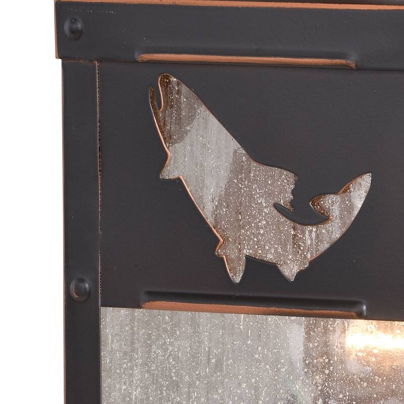 Missoula 1 Light Bronze Rustic Fish Outdoor Wall Lantern - 5-in W x 13-in H x 6-in D
